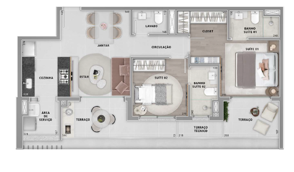 Brisea Moema: 2 dorm 81m²