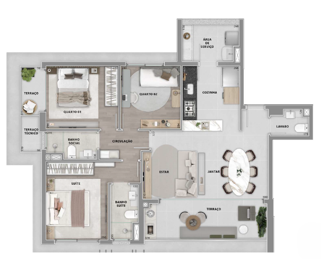 Brisea Moema: 3 dorm 105m²