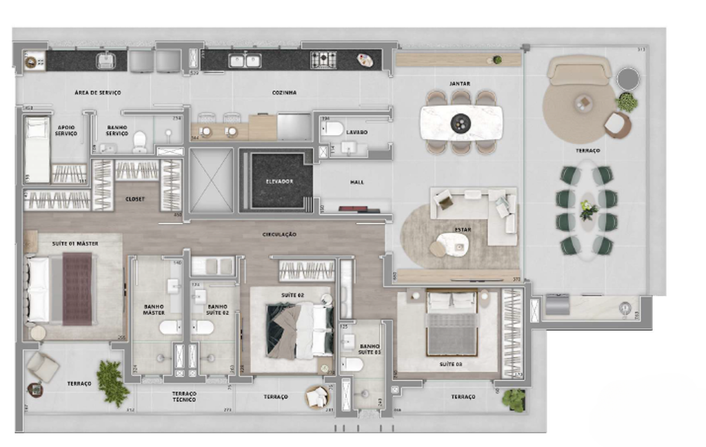 Brisea Moema: 3 dorm 174m²