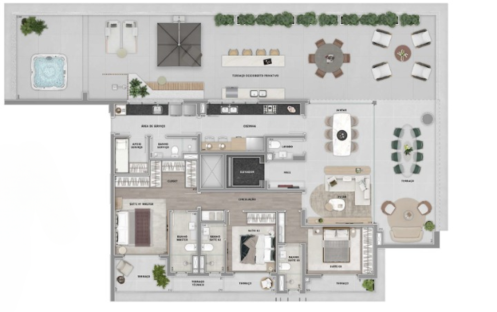 Brisea Moema: 3 dorm 286m² garden