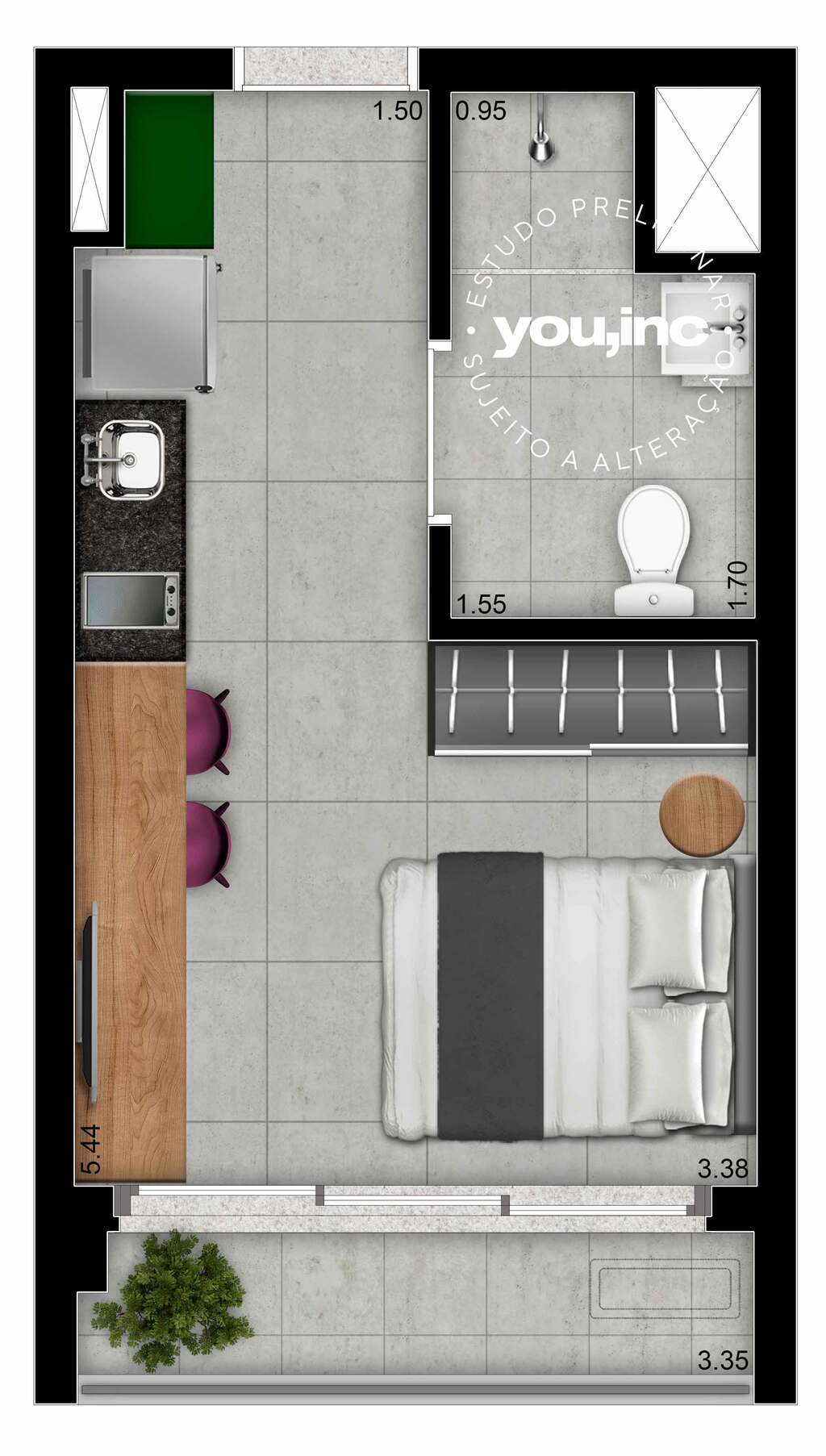 Brook by You: 1 dorm 23m² loft