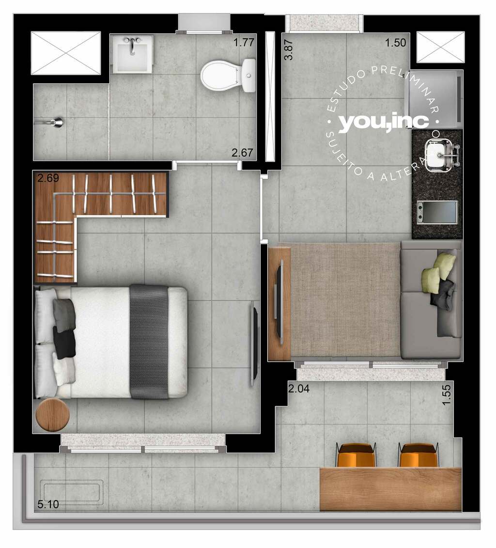 Brook by You: 1 dorm 32m²