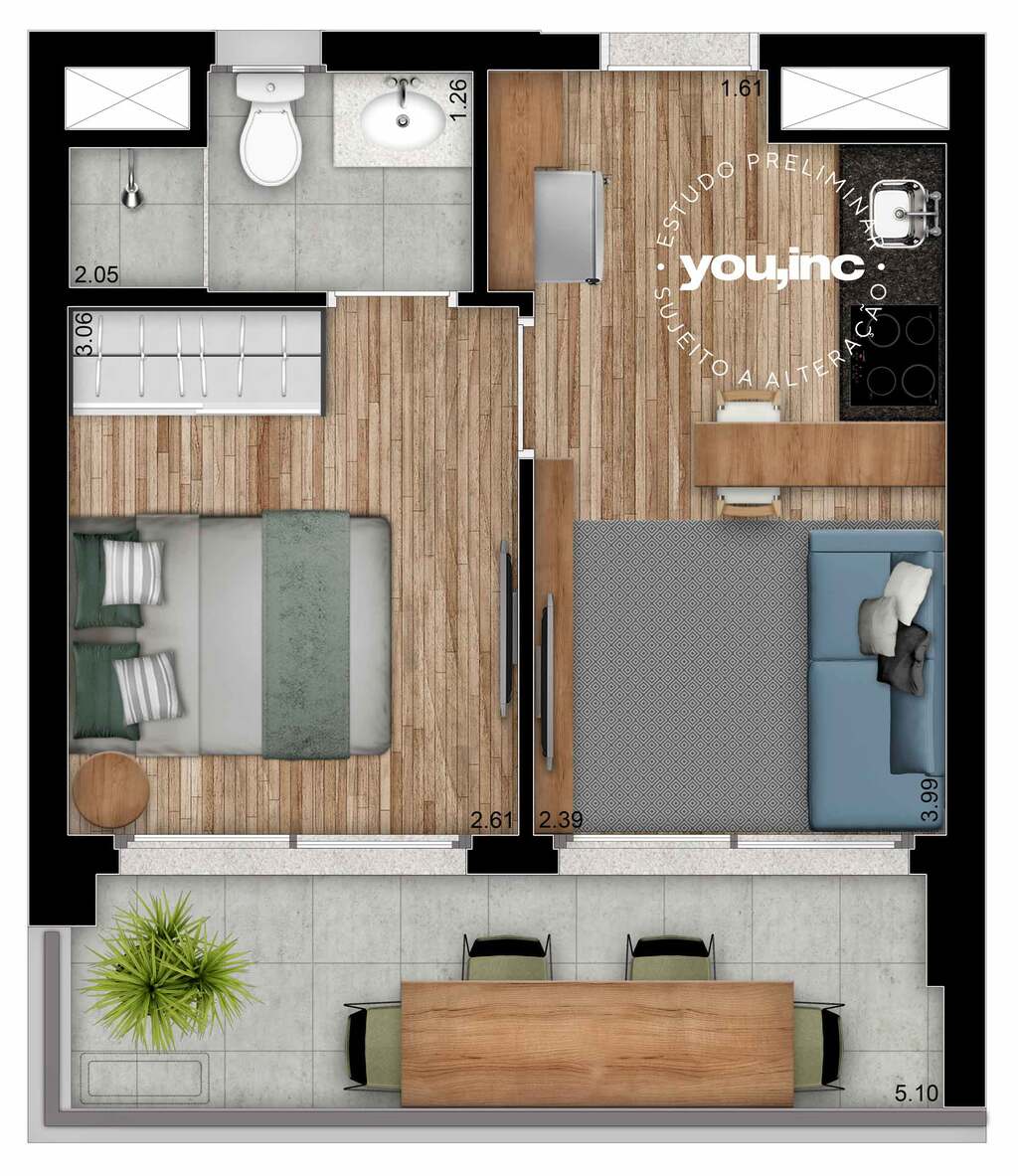 Brook by You: 1 dorm 33m²
