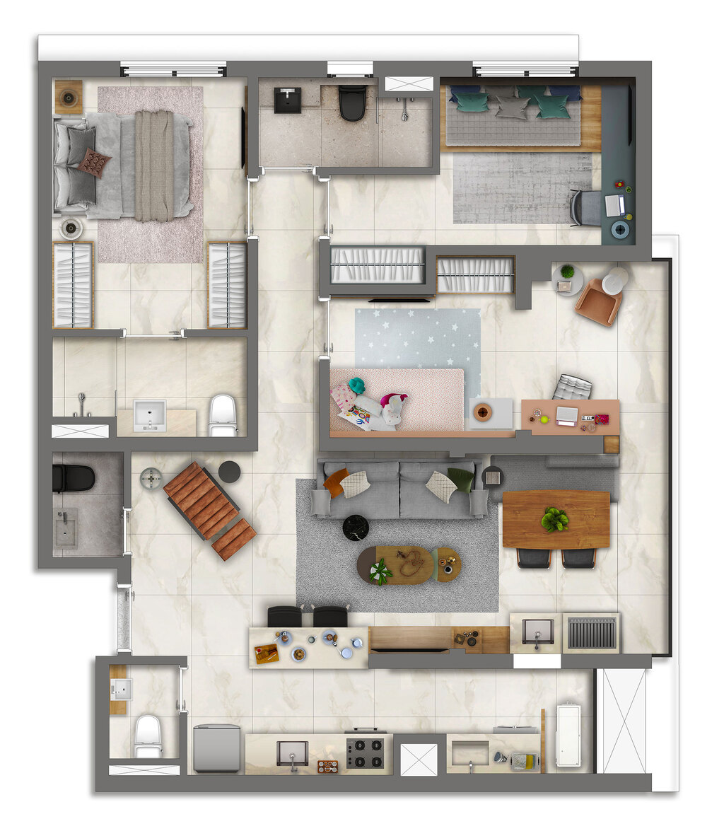 Brooklin Noventa Living: 3 dorm 91 65m²