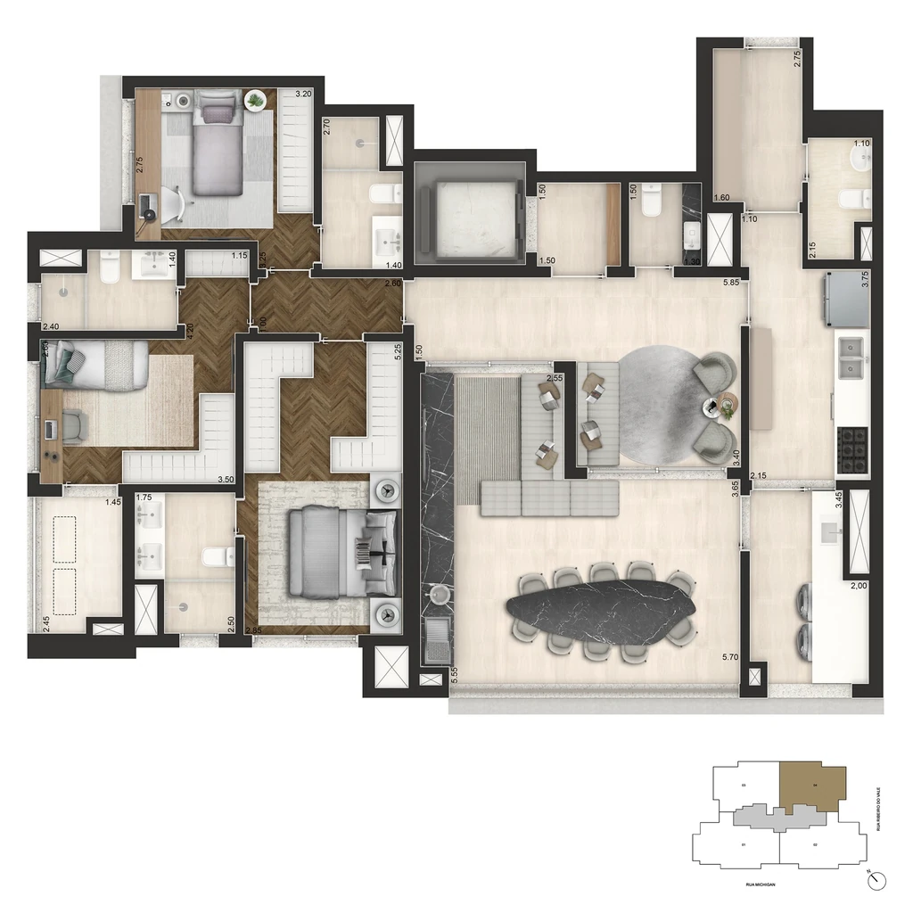 Brooklin Senses by Cyrela: 3 dorm 145m²