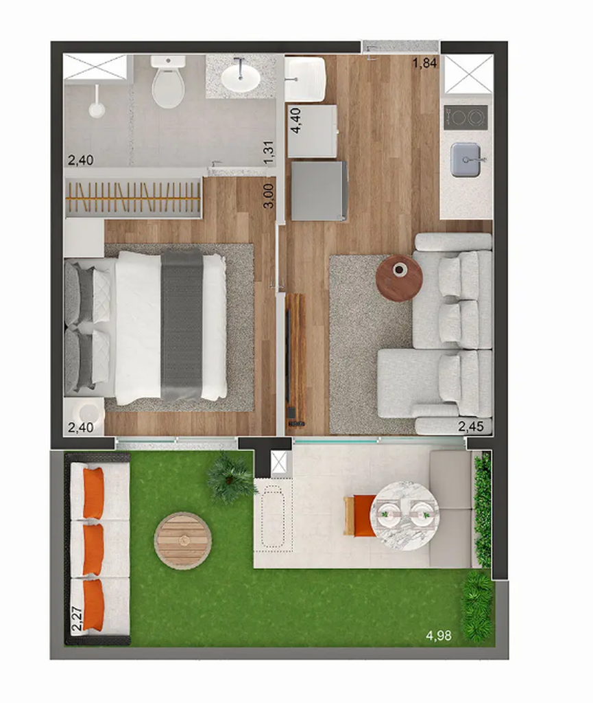Brooklin Sky Home Tower: 1 dorm 36m² garden