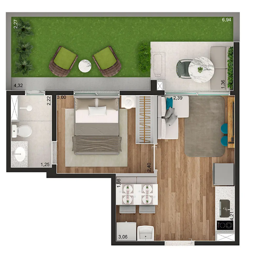 Brooklin Sky Home Tower: 1 dorm 45m² garden opção