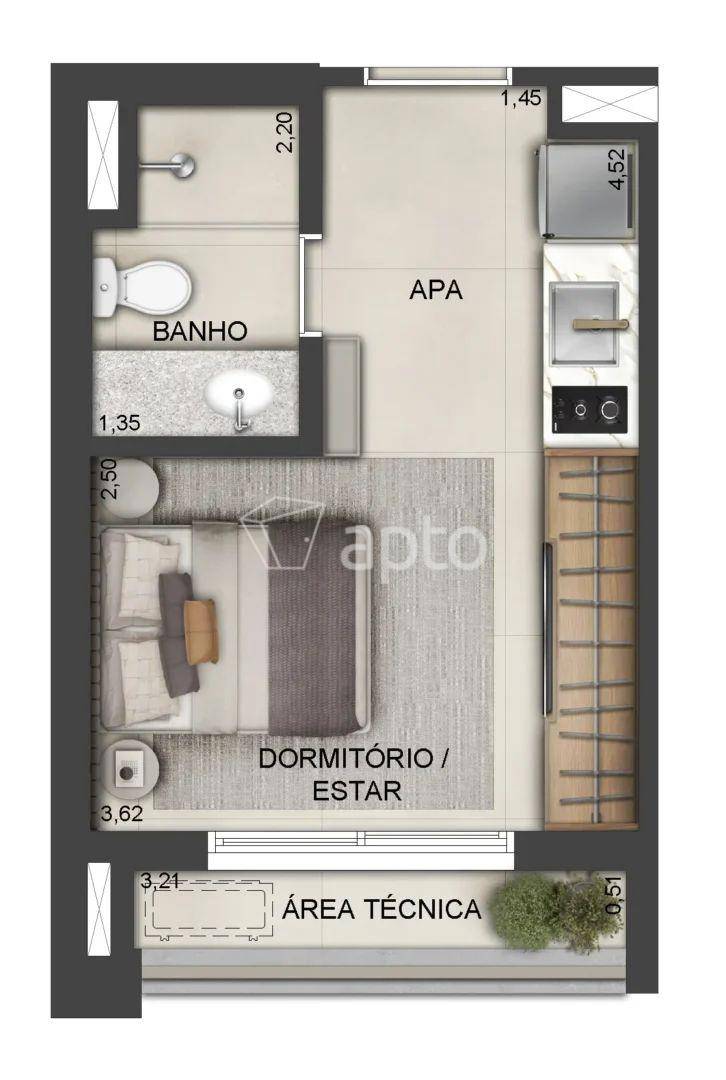 Planta do Brooklin Studios By Lindenberg