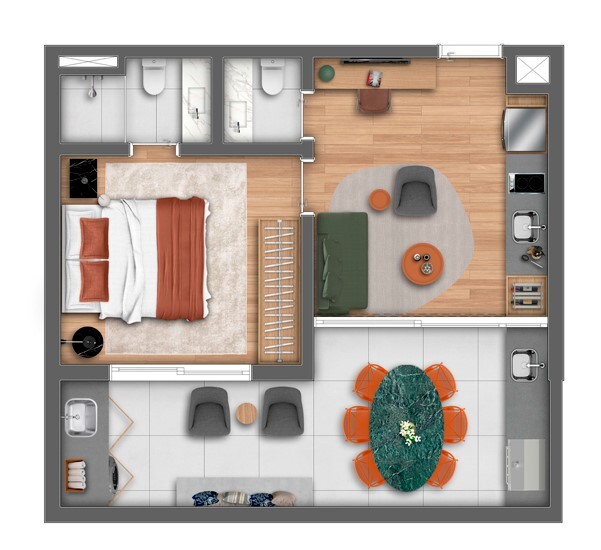 Canto Sabiá Moema: 1 dorm 48m² garden