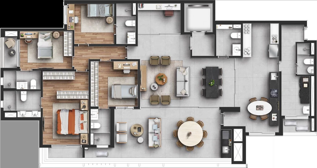 Capitolo by Piero Lissoni: 4 dorm 210m² opção 1