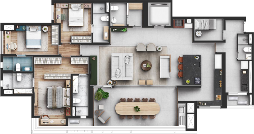 Capitolo by Piero Lissoni: 3 dorm 210m² opção 2
