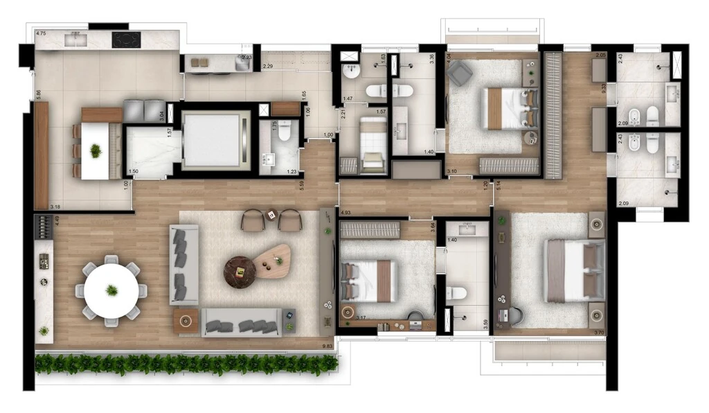 Casa Brasileira Itaim: 3 dorm 229m² opção 2