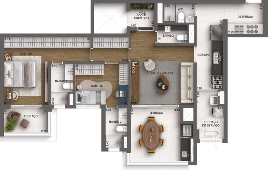 Casa Nacional Eztec: 2 dorm 114m²