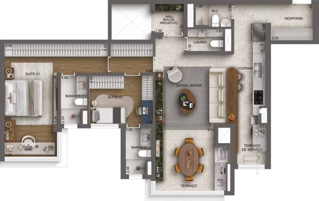 Casa Nacional Eztec: 2 dorm 114m² opção