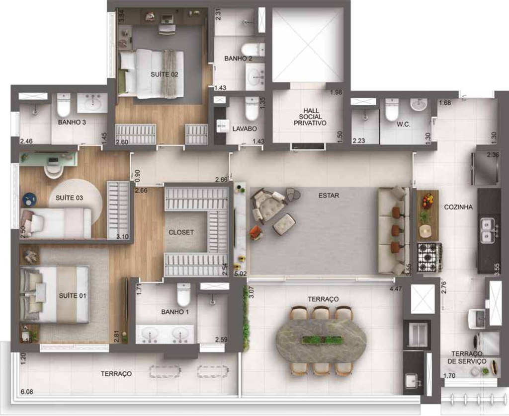 Casa Nacional Eztec: 3 dorm 136m²