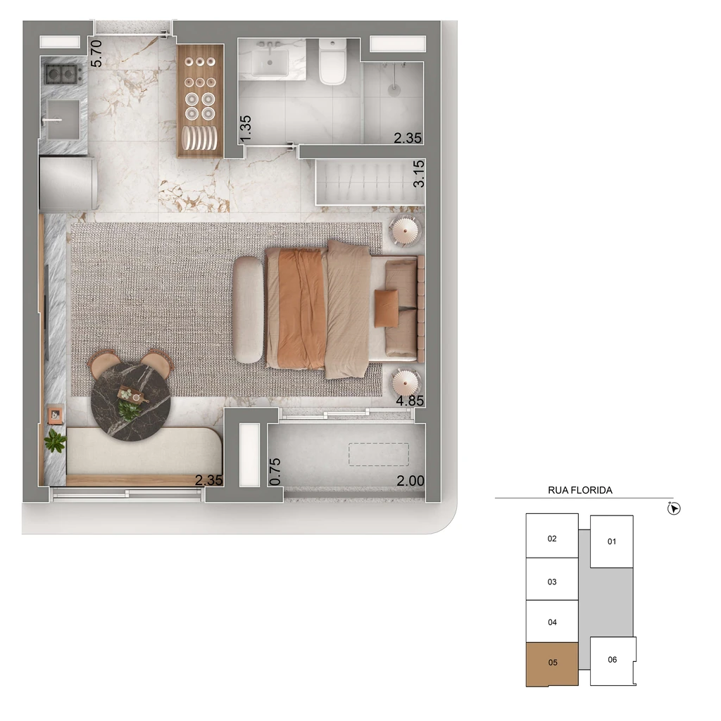 Casa Senses Apartaments: 1 dorm 31m² studio