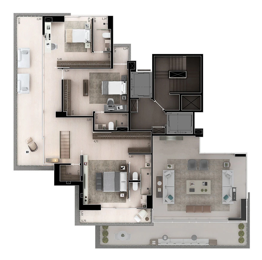 Celebrity: 2 dorm 302m² duplex superior opção