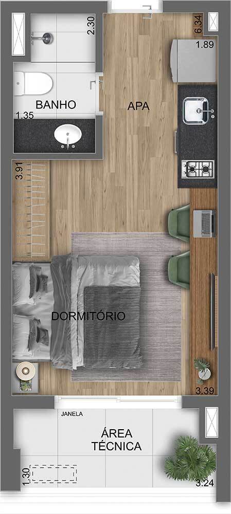 Chanés Street: 1 dorm 29m² studio