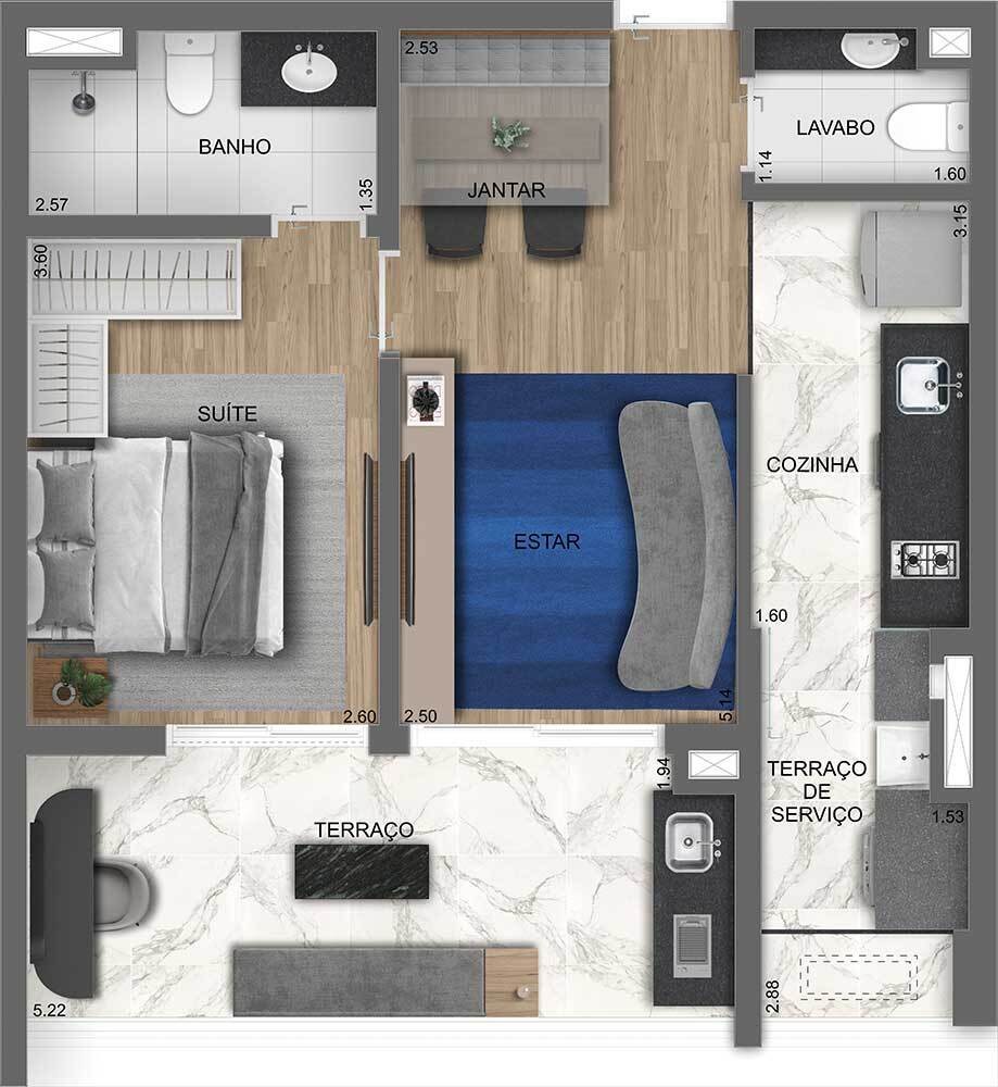 Chanés Street: 1 dorm 55m²