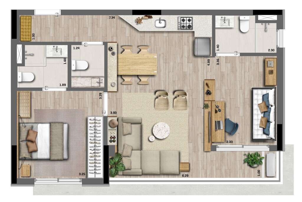 Claris: 1 dorm 66m² opção