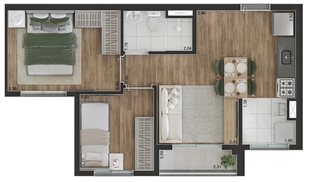 Class Select: 2 dorm 38m²