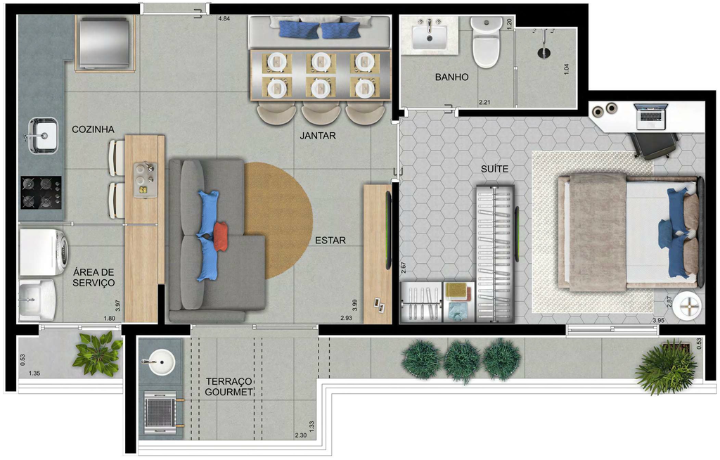 Conect: 1 dorm 44m² opção