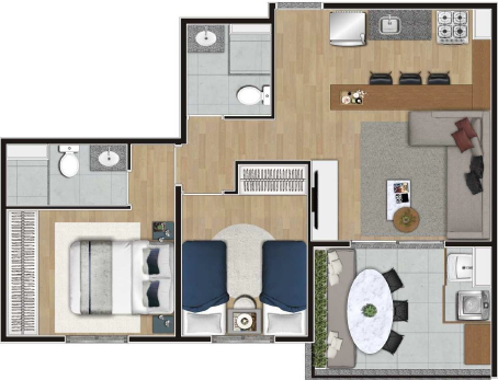 Constantino Campo Belo: 2 dorm 56 60m²