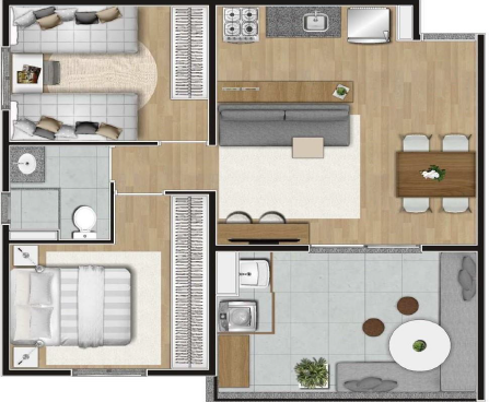 Constantino Campo Belo: 2 dorm 57 29m²
