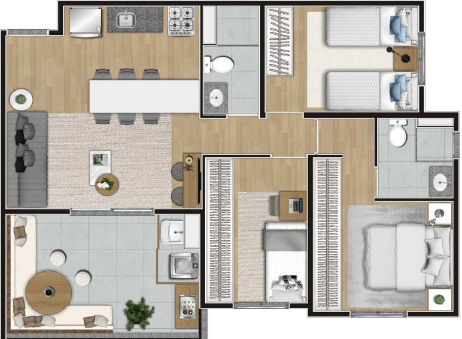 Constantino Campo Belo: 3 dorm 69 98m²