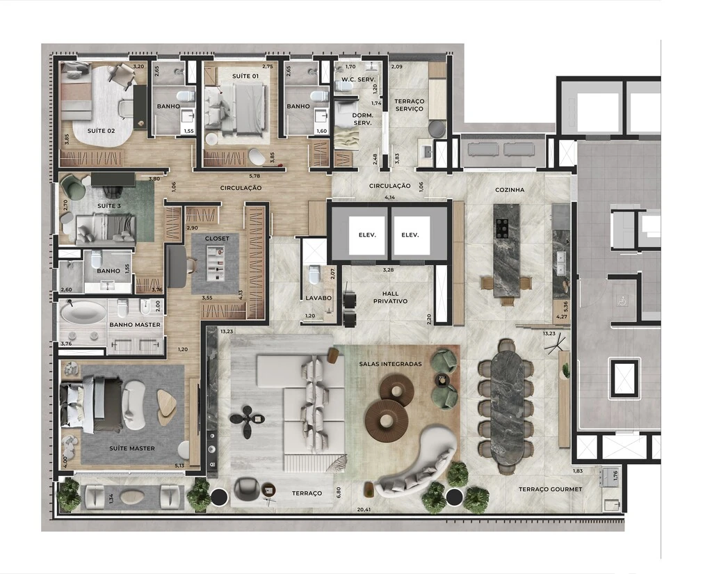 Copa: 4 dorm 300m²