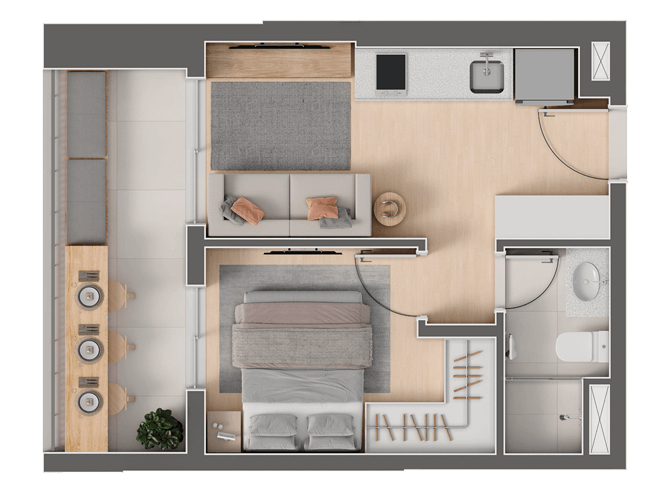 Criare: 1 dorm 33m²