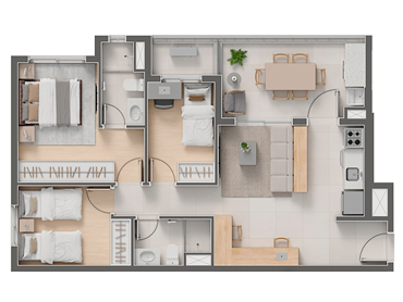 Criare: 3 dorm 74m²