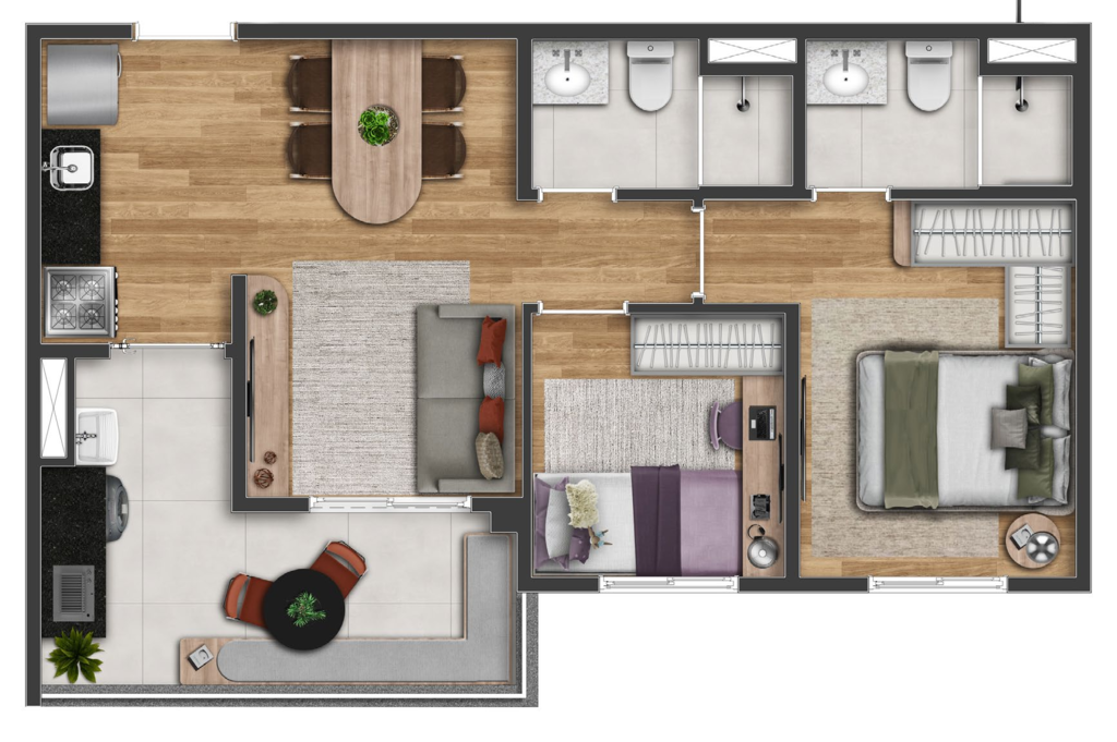Cult Vila Mariana: 2 dorm 50m²