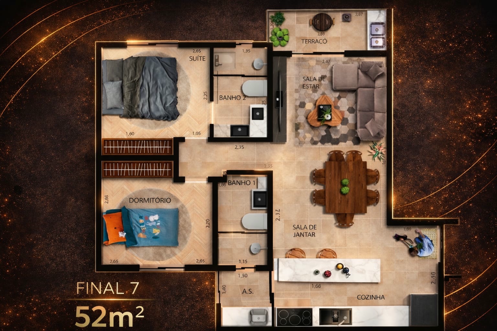 D'Carmo Residencial: 2 dorm 52m²