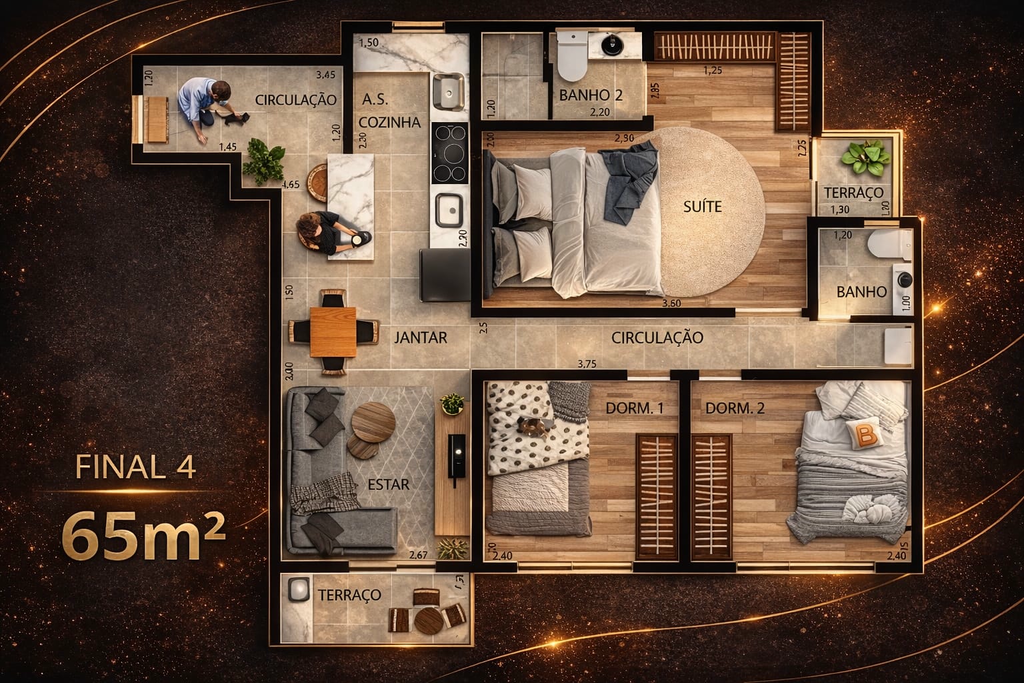 D'Carmo Residencial: 3 dorm 65m²