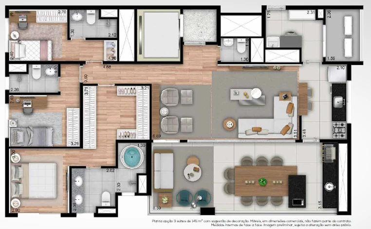 Dom Ipiranga: 3 dorm 145m² opção 2