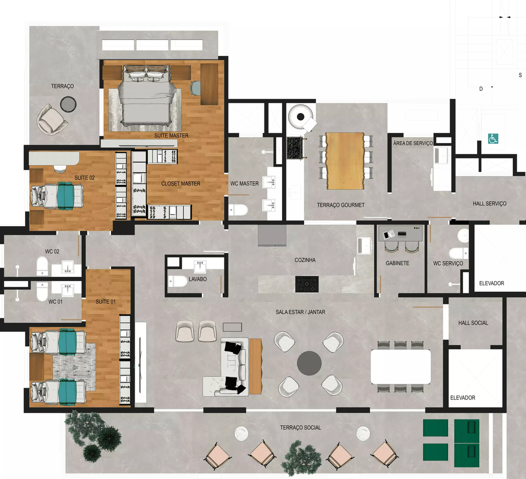 Due Residence: 3 dorm 215m²