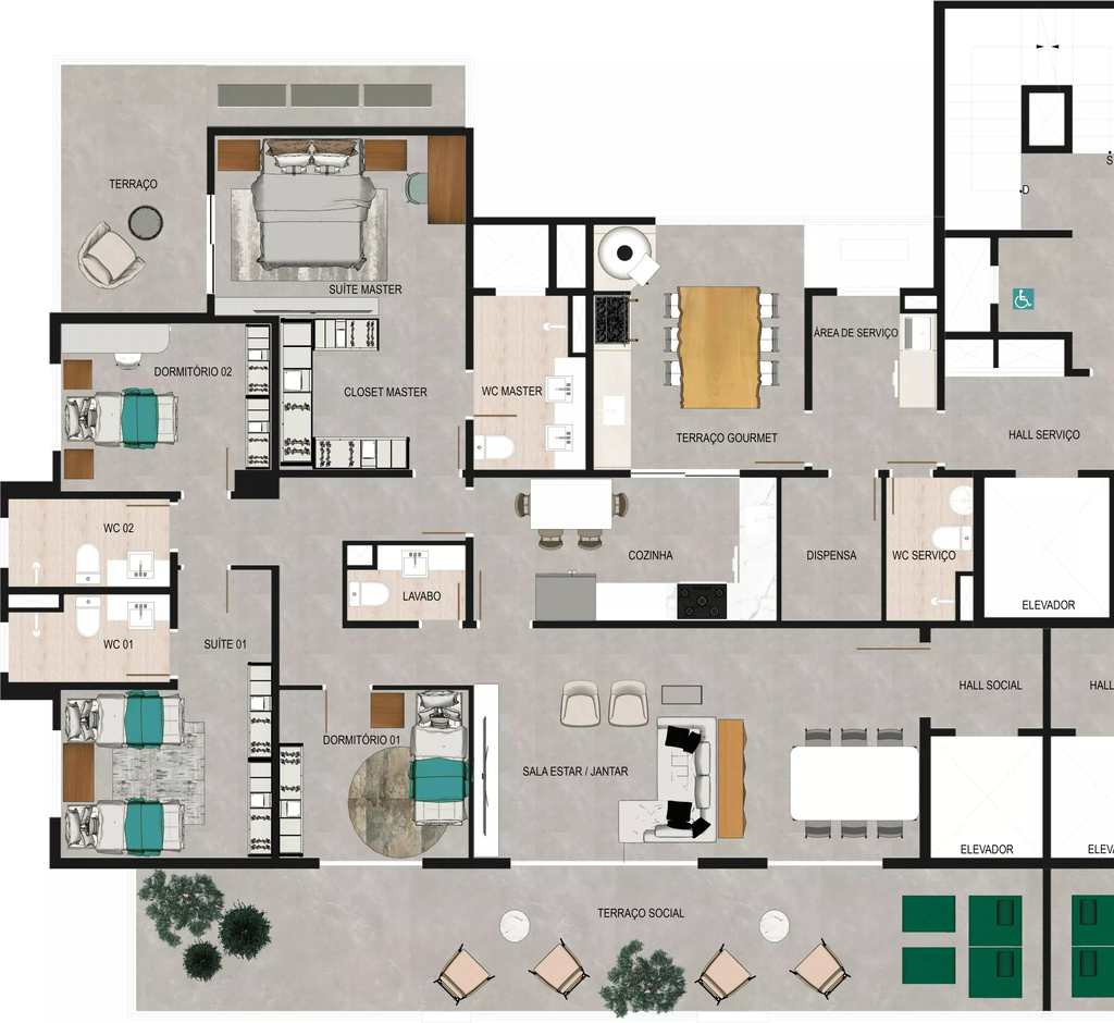 Due Residence: 4 dorm 215m² opção