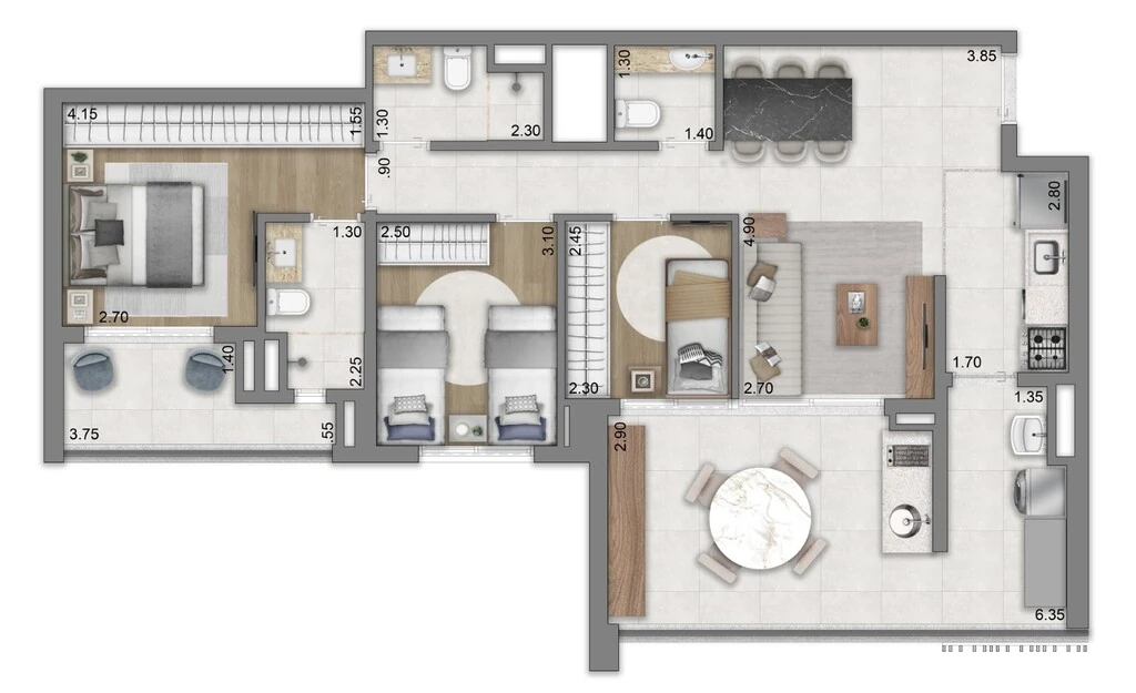 Eden West Fase 1: 3 dorm 94m²