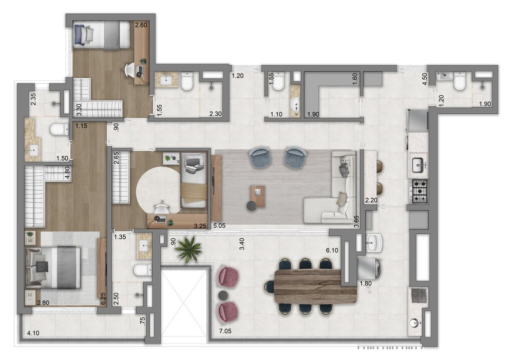 Eden West Fase 1: 3 dorm 134m²