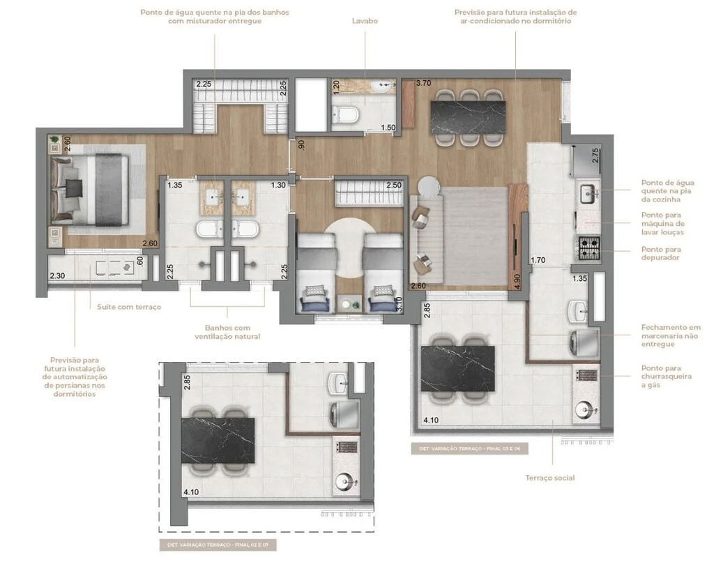 Eden West Fase 2: 2 dorm 77m²
