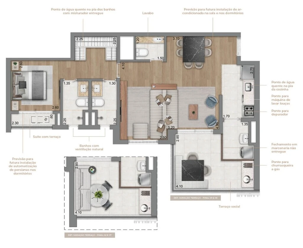 Eden West Fase 2: 1 dorm 77m² opção