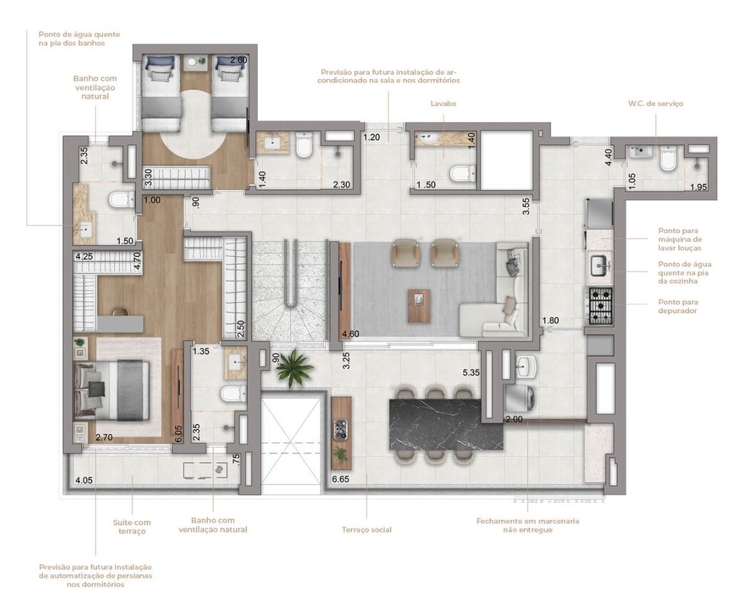 Eden West Fase 2: 3 dorm 247m² cobertura duplex inferior