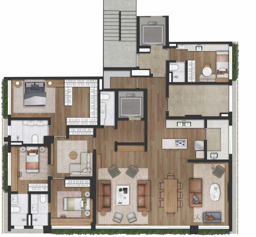 Edifício Jardim: 4 dorm 211m²