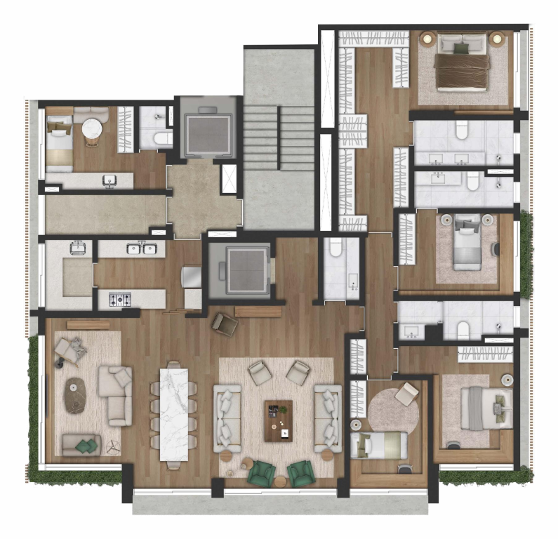 Edifício Jardim: 4 dorm 225m²