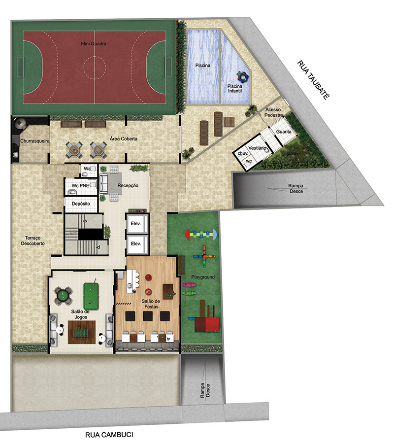 Edifício Martinique: Implantação térreo