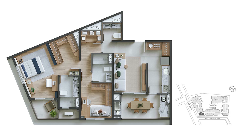 Edro: 2 dorm 88m²