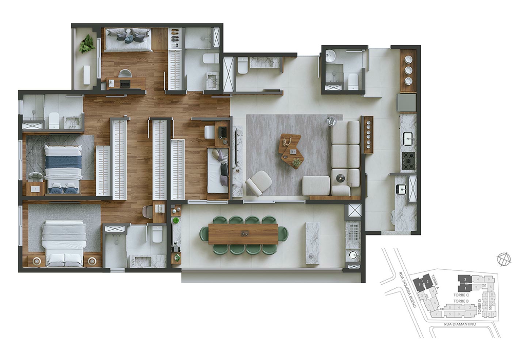 Edro: 4 dorm 132m²