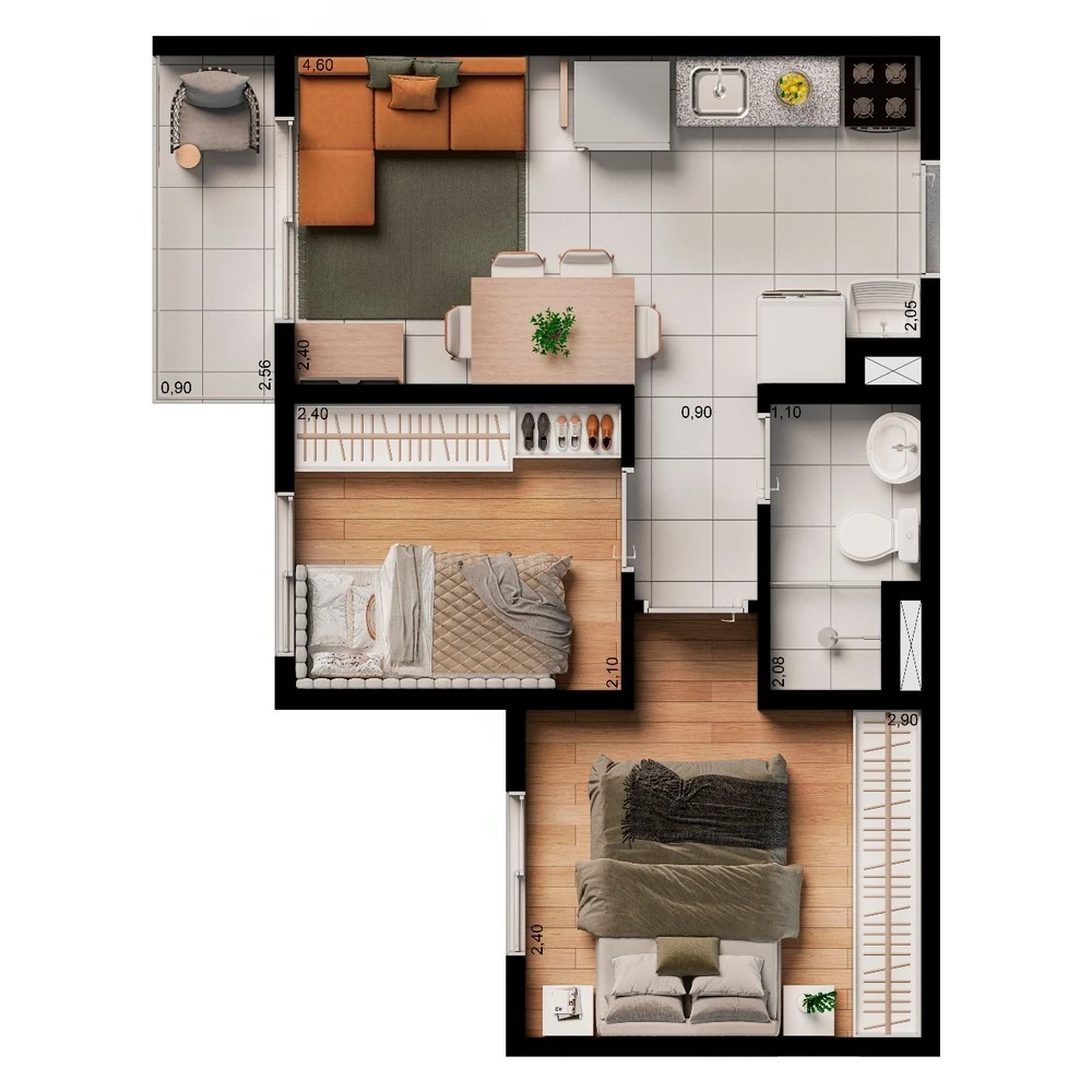 Elev Alto do Ipiranga: 2 dorm 34m²