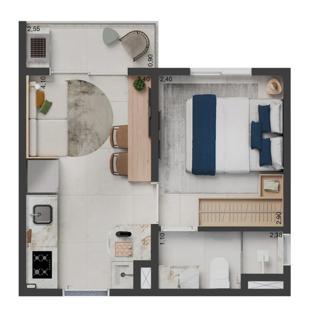 Elev Park Sacomã III: 1 dorm 25m²